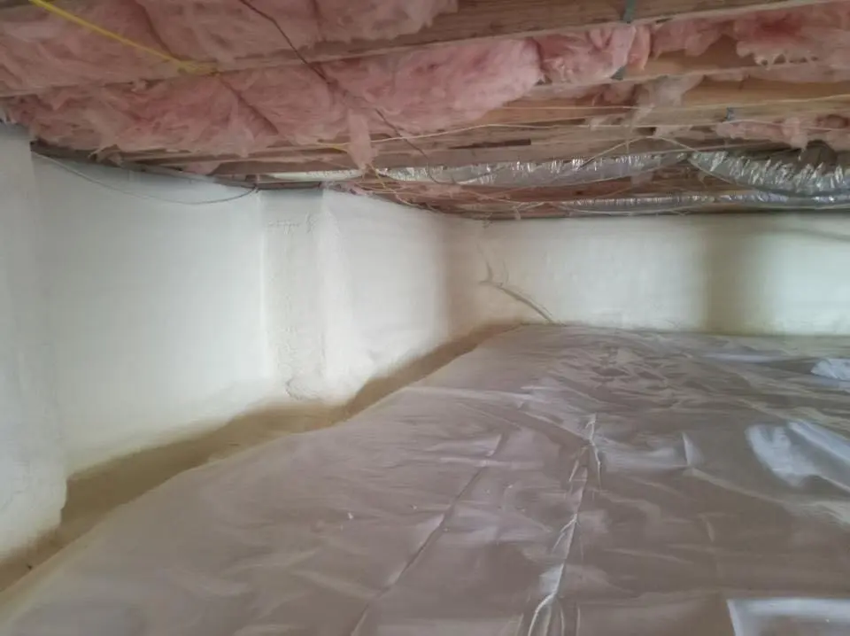 Crawl space encapsulation with closed-cell spray foam for Roof Waterproofing in New Prague